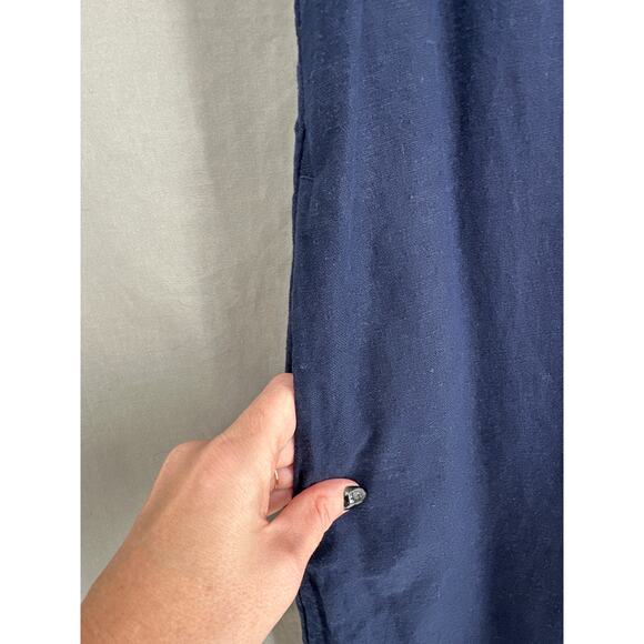 J Crew Dress Women 4 Navy Blue Mini Linen Pockets Beach Shift Minimalist Coastal - Picture 5 of 8